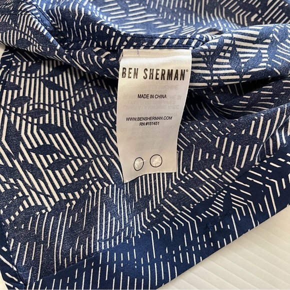 Ben Sherman Blue Leaf Pattern Button Up Short Sleeve Shirt Size Medium - Picture 9 of 11